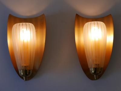 Wilhelm Wagenfeld Set of Two Large Sconces by Wilhelm Wagenfeld for Peill Putzler Germany 1950s