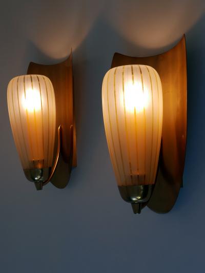Wilhelm Wagenfeld Set of Two Large Sconces by Wilhelm Wagenfeld for Peill Putzler Germany 1950s