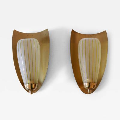 Wilhelm Wagenfeld Set of Two Large Sconces by Wilhelm Wagenfeld for Peill Putzler Germany 1950s