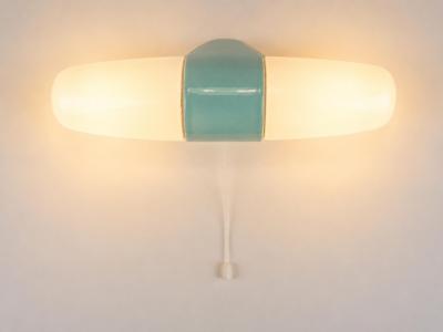 Wilhelm Wagenfeld Wilhelm Wagenfeld Bauhaus Turquoise Double Sconce Wall Light Germany 1950s