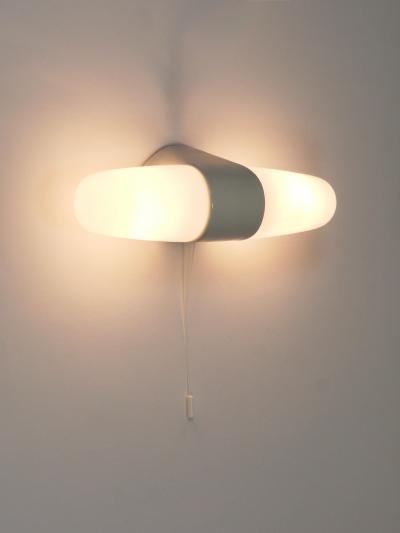 Wilhelm Wagenfeld Wilhelm Wagenfeld Bauhaus White Sconce Double Wall Light Linder Germany 1950s