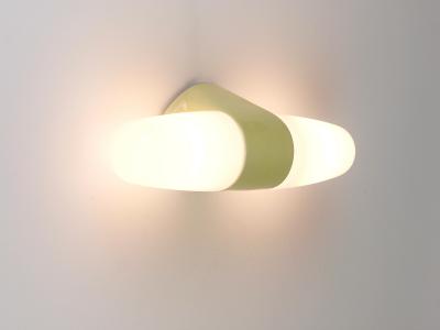Wilhelm Wagenfeld Wilhelm Wagenfeld Bauhaus Yellow Double Sconce Wall Light Linder Germany 1950s
