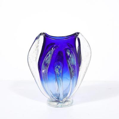 Will Dexter Modernist Hand Blown Art Glass Vase in Cobalt Ultramarine signed Will Dexter