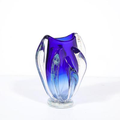 Will Dexter Modernist Hand Blown Art Glass Vase in Cobalt Ultramarine signed Will Dexter