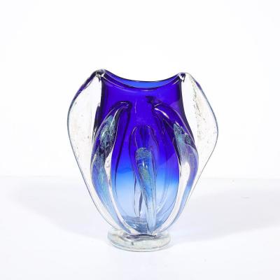Will Dexter Modernist Hand Blown Art Glass Vase in Cobalt Ultramarine signed Will Dexter