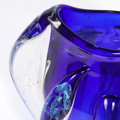 Will Dexter Modernist Hand Blown Art Glass Vase in Cobalt Ultramarine signed Will Dexter
