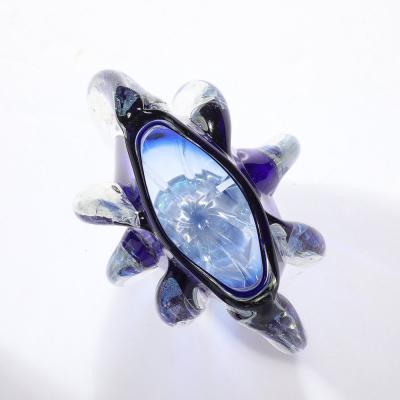 Will Dexter Modernist Hand Blown Art Glass Vase in Cobalt Ultramarine signed Will Dexter