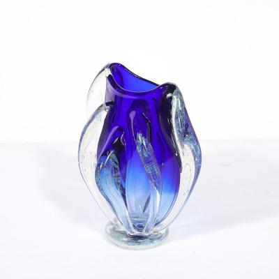 Will Dexter Modernist Hand Blown Art Glass Vase in Cobalt Ultramarine signed Will Dexter