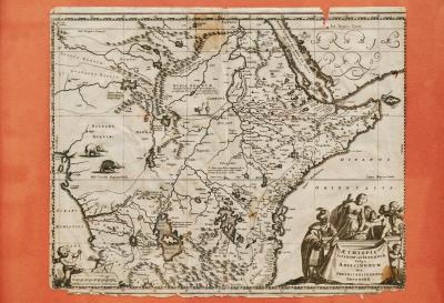Willem Janszoon Blaeu Willem Janszoon Blaeu Rare Original 17th Century Map of Ethiopia in a Pine Frame