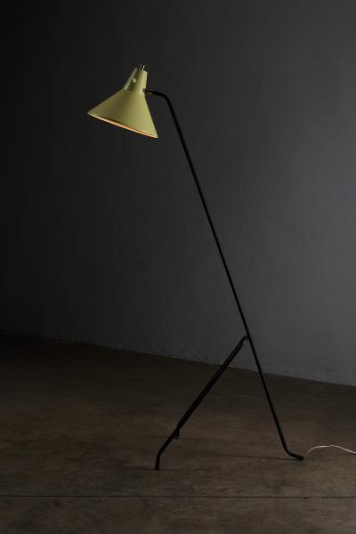 Willem van Doorn Grasshopper Tripod Floor Lamp with Yellow Shade 1960s