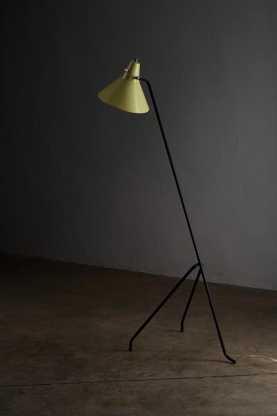 Willem van Doorn Grasshopper Tripod Floor Lamp with Yellow Shade 1960s