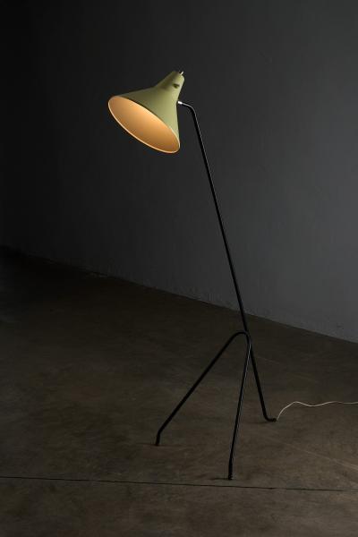 Willem van Doorn Grasshopper Tripod Floor Lamp with Yellow Shade 1960s