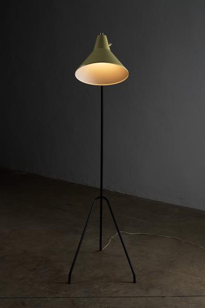 Willem van Doorn Grasshopper Tripod Floor Lamp with Yellow Shade 1960s