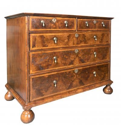 William And Mary Burl Walnut Chest Of Drawers