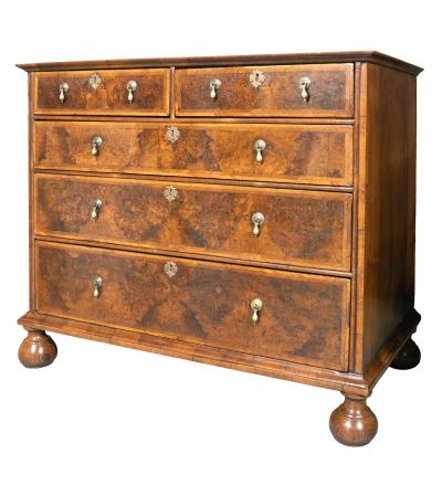 William And Mary Burl Walnut Chest Of Drawers