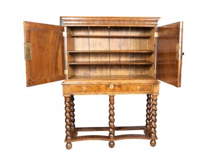 William And Mary Oyster Veneer Cabinet On Stand