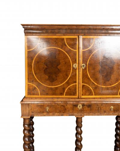 William And Mary Oyster Veneer Cabinet On Stand
