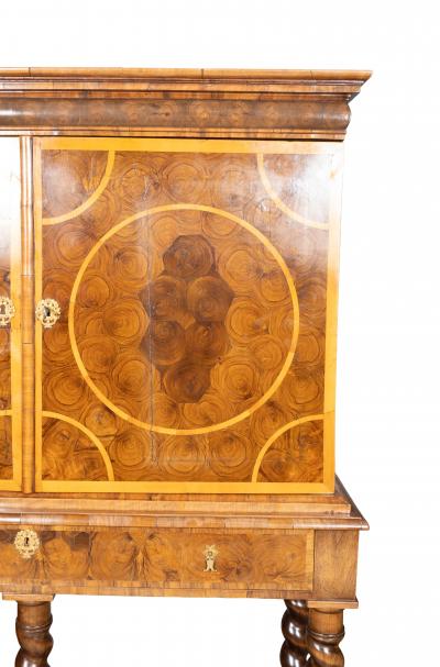 William And Mary Oyster Veneer Cabinet On Stand