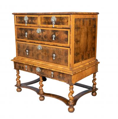 William And Mary Oyster Veneer Chest On Stand