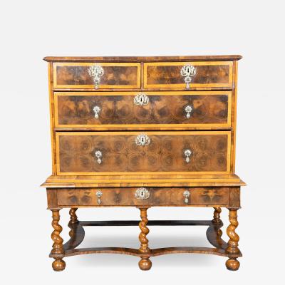 William And Mary Oyster Veneer Chest On Stand