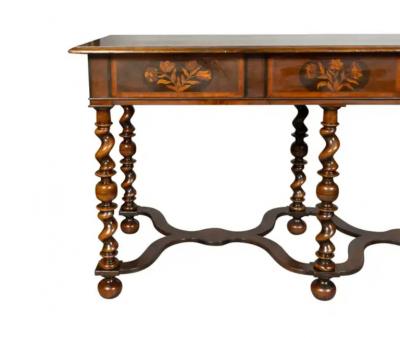 William And Mary Style Walnut And Marquetry Side Table