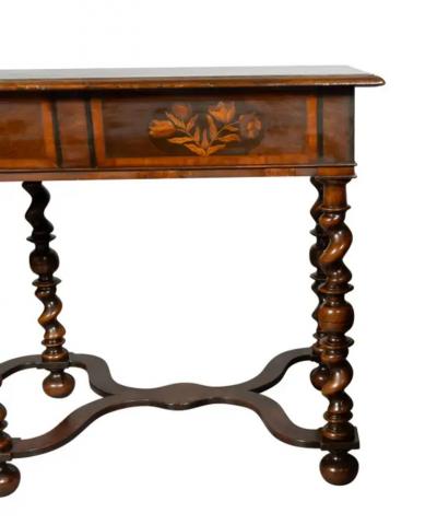 William And Mary Style Walnut And Marquetry Side Table