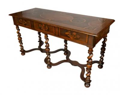 William And Mary Style Walnut And Marquetry Side Table