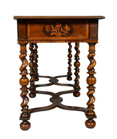 William And Mary Style Walnut And Marquetry Side Table