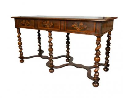 William And Mary Style Walnut And Marquetry Side Table