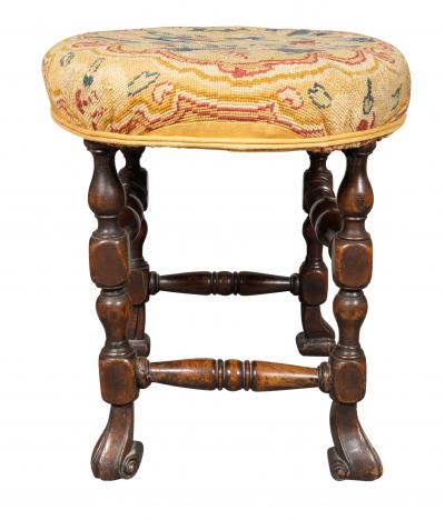 William And Mary Style Walnut Foot Stool