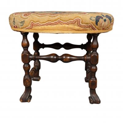 William And Mary Style Walnut Foot Stool