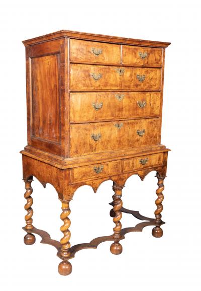 William And Mary Walnut Chest On Stand