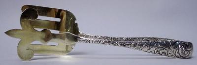 William B Durgin Antique Durgin Scroll Sterling Silver Sandwich Tongs