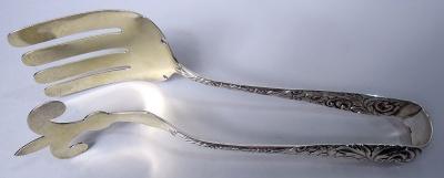 William B Durgin Antique Durgin Scroll Sterling Silver Sandwich Tongs