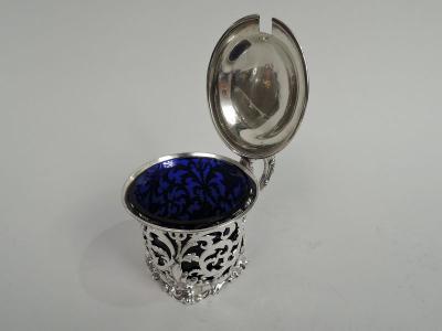 William Barnard Antique English Victorian Rococo Sterling Silver Mustard Pot 1845