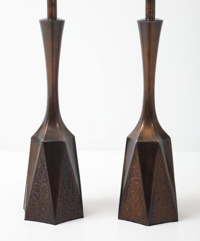 William Barr William Barr Bronzed Brutalist Lamps