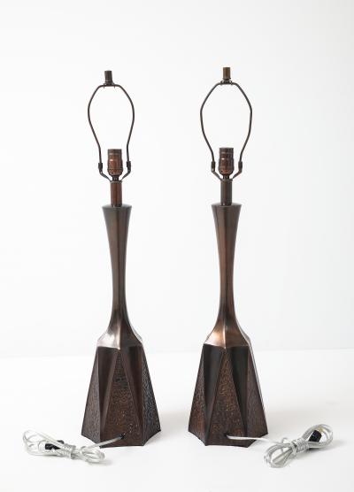 William Barr William Barr Bronzed Brutalist Lamps