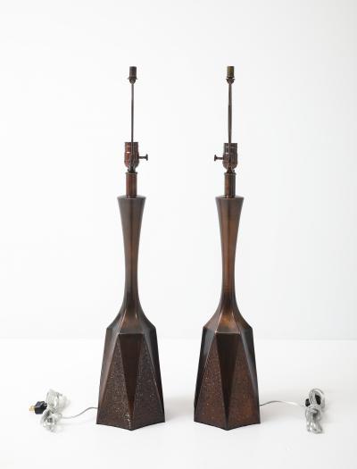 William Barr William Barr Bronzed Brutalist Lamps