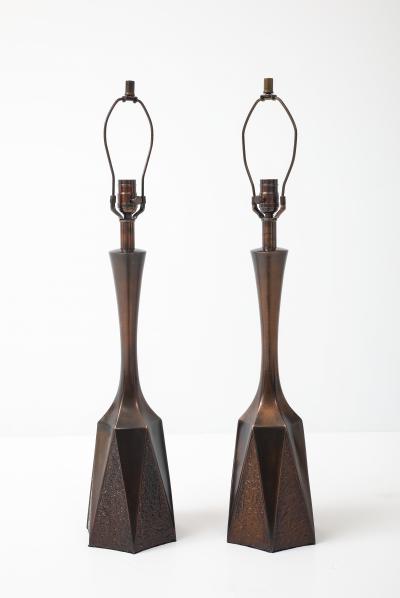 William Barr William Barr Bronzed Brutalist Lamps