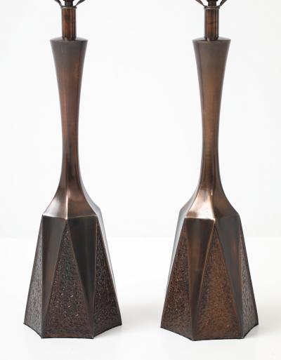 William Barr William Barr Bronzed Brutalist Lamps