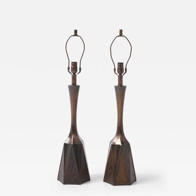 William Barr William Barr Bronzed Brutalist Lamps