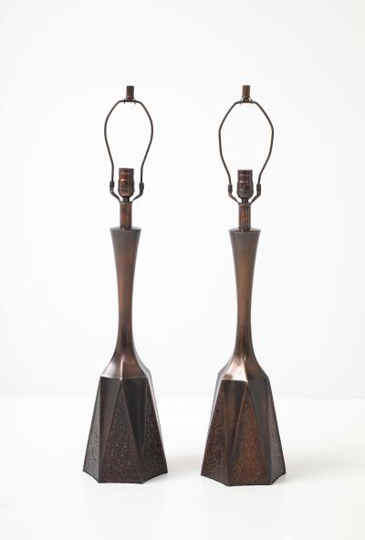 William Barr William Barr Bronzed Brutalist Lamps