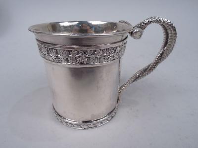 William Bennett Antique English Georgian Neoclassical Baby Cup with Snake Handle 1811