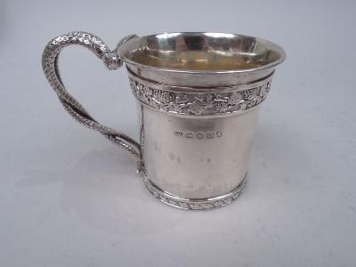 William Bennett Antique English Georgian Neoclassical Baby Cup with Snake Handle 1811