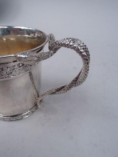 William Bennett Antique English Georgian Neoclassical Baby Cup with Snake Handle 1811