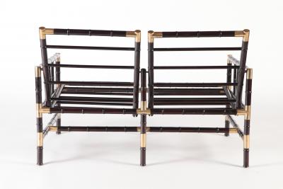 William Billy Haines A brass mounted faux bamboo adjustable settee In the manner of Billy Haines
