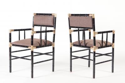 William Billy Haines A pair of brass mounted open armchairs in the manner of Billy Haines circa 1950