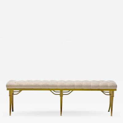 William Billy Haines Billy Haines Brass Klismos Leg Bench with Tufted Ivory Upholstery circa 1960