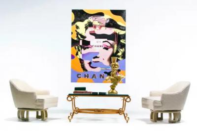 William Billy Haines Billy Haines Hollywood Regency Mahogany Swivel Lounge Chairs in Cream Boucl 