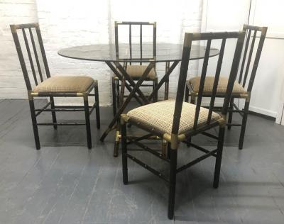 William Billy Haines Billy Haines Style Faux Bamboo and Bronze Dining Set